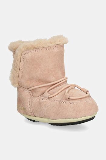 Detské semišové snehule Moon Boot CRIB SUEDE ružová farba, 80D3401030