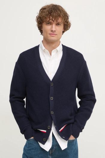 Bavlnený kardigán Tommy Hilfiger pánsky, tmavomodrá farba, MW0MW38087