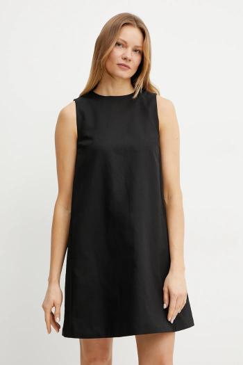 Šaty s prímesou ľanu Weekend Max Mara čierna farba, mini, áčkový strih, 2515221102600