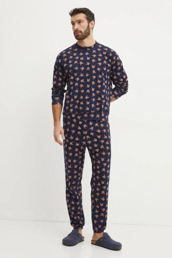 Pyžamo United Colors of Benetton pánske, tmavomodrá farba, vzorované, 38DK4P02L