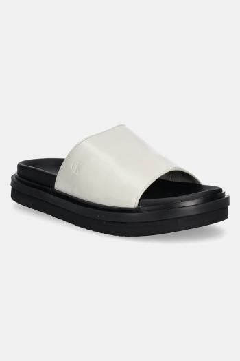 Šľapky Calvin Klein Jeans FLAT MOLDED SANDAL SLIDE dámske, šedá farba, YW0YW01710