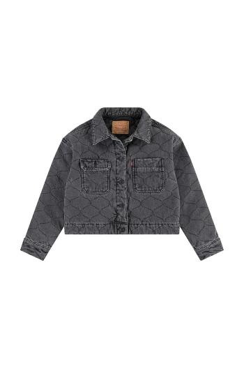 Detská rifľová bunda Levi's QUILTED TRUCKER JACKET šedá farba, 4EL097