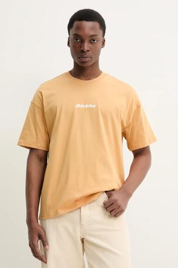 Bavlnené tričko Dickies pánske, žltá farba, s potlačou, DK0A4YRNK411