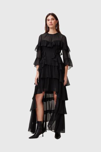 Šaty AllSaints NAT čierna farba, maxi, áčkový strih, W191DC