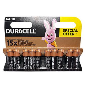 Batérie jednorazové alkalické, ceruzkové, AA, 1.5V, Duracell, blister, 10-pack, 42308, Basic