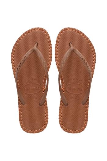 Šľapky Havaianas SLIM FLATFORM dámske, hnedá farba, 4149928.1976