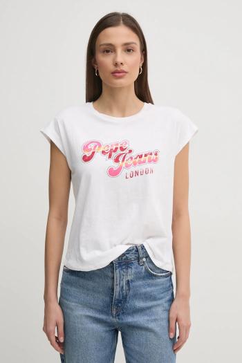 Bavlnené tričko Pepe Jeans ROSALIE dámske, biela farba, PL506033
