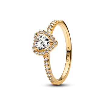 Pandora Romantický pozlátený prsteň srdca 168421C01 56 mm