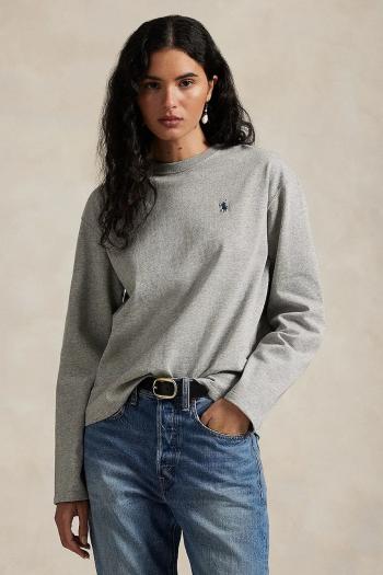 Bavlnené tričko s dlhým rukávom Polo Ralph Lauren šedá farba, 211967105