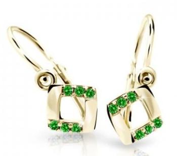Cutie Jewellery Štvorcové detské náušnice zo žltého zlata C2268-10-X-1 zelená