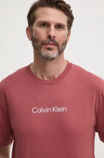 Bavlnené tričko Calvin Klein pánsky, fialová farba, vzorovaný