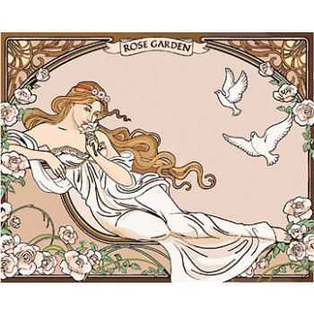 Maľovanie podľa čísel – Reprodukcia žena záhrada ruží (Alfons Mucha) (HRAbz33187nad)
