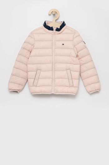 Detská páperová bunda Tommy Hilfiger ružová farba