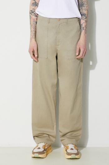 Bavlnené nohavice Universal Works Fatigue Pant béžová farba, rovné, 132.STONE