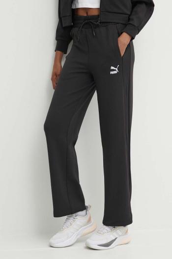 Tepláky Puma T7 High Waist Pant čierna farba,jednofarebné,624212