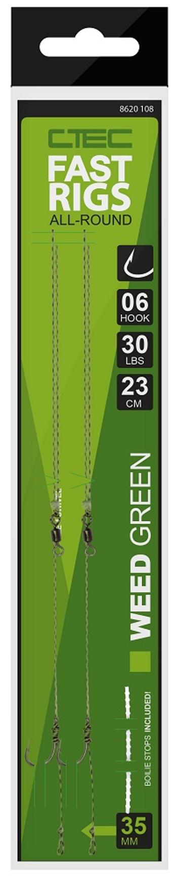 Spro náväzec c tec fast rigs weedy zelená 23 cm 30 lb 2 ks - veľkosť háčika 6