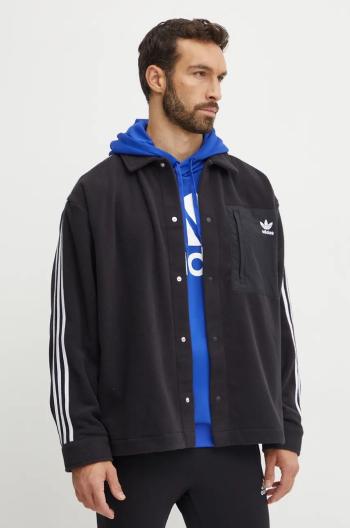 Košeľa adidas Originals pánska, čierna farba, voľný strih, IZ1834