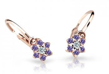Cutie Jewellery Pôvabné detské náušnice z ružového zlata C2152-10-X-4 fialová