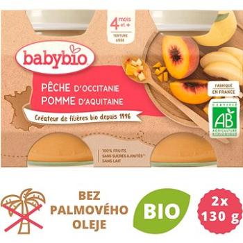 BABYBIO, Broskyňa, jablko, 2× 130 g (3288131510729)