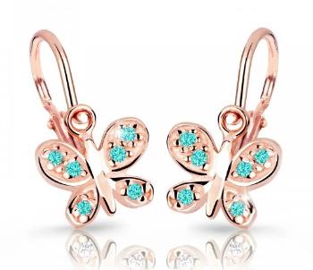 Cutie Jewellery Detské náušnice z ružového zlata C2748-10-X-4 svetlo zelená