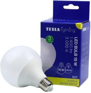 LED izzó TESLA LED GLOBE E27, 15 W, 1450 lm, 3000 K, meleg fehér