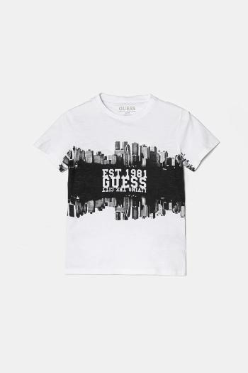 Detské bavlnené tričko Guess biela farba, vzorovaný, N5RI05 K6XN4