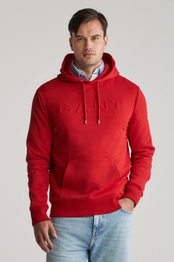 MIKINA GANT EMBOSSED HOODIE RUBY RED