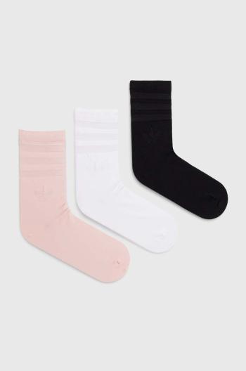 Ponožky adidas Originals 3-pak dámske, čierna farba, IW8614