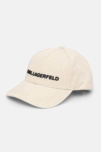 Bavlnená šiltovka Karl Lagerfeld béžová farba, s nášivkou, A1W33071