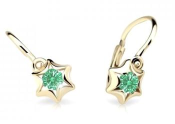 Cutie Jewellery Zlaté detské náušnice C2159-10-X-1 zelená