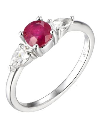 Brilio Silver Oslnivý strieborný prsteň s rubínom Precious Stone SR09031C 54 mm