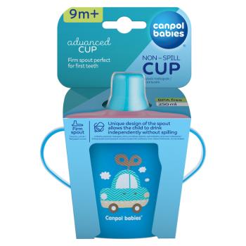 CANPOL BABIES Nevylievací hrnček TOYS modrý 250 ml