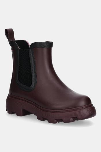 Gumáky Tommy Hilfiger FLAG ANKLE RAINBOOT WARM LINING bordová farba, FW0FW08974