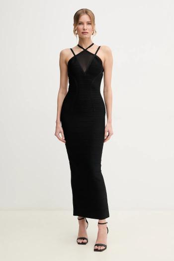Šaty Herve Leger Lana čierna farba, midi, priliehavá, HLT8499825