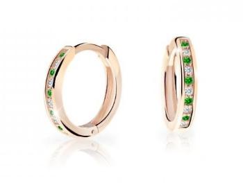 Cutie Jewellery Nadčasové kruhové náušnice z ružového zlata C3343-80-X-4 zelená