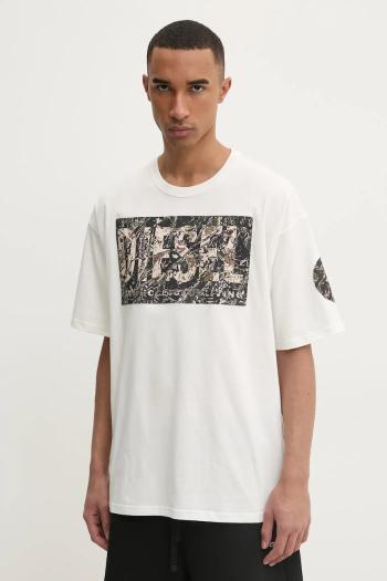 Tričko Diesel T-BOXT-R22 T-SHIRT pánske, béžová farba, s potlačou, A17613.0AGRI
