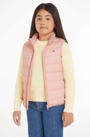 Detská páperová vesta Tommy Hilfiger ružová farba, KS0KS00439
