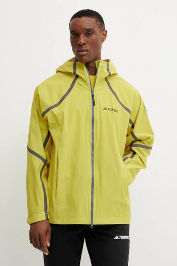 Nepremokavá bunda adidas TERREX x National Geographic pánska, žltá farba, JD5834