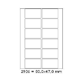 Samolepiace etikety 80 x 47 mm, 12 etikiet, A4, 100 listov