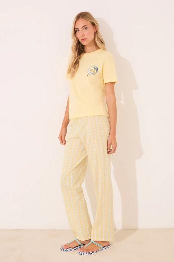 Pyžamo women'secret dámske, žltá farba, bavlnené, 3132106