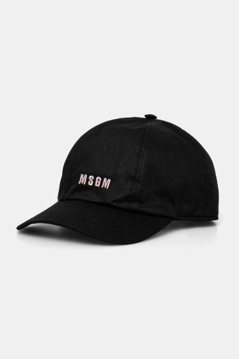 Bavlnená šiltovka MSGM čierna farba, s potlačou, 3541MDL06.237790