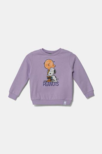 Detská bavlnená mikina United Colors of Benetton fialová farba, s potlačou, 3PQMG10I8