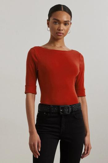 Tričko Lauren Ralph Lauren dámske, oranžová farba, 200654963