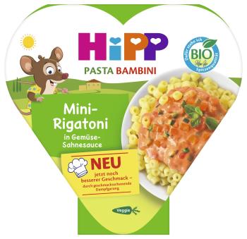HIPP Príkrm zeleninový BIO Mini Rigatoni so zeleninou v smotanovej omáčke 250 g