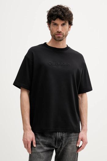 Bavlnené tričko Calvin Klein pánske, čierna farba, s nášivkou, LV04LC206G