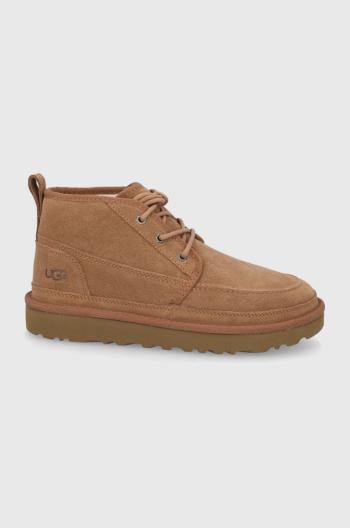 Semišové topánky UGG Neumel Moc pánske, hnedá farba