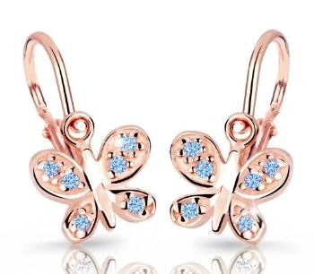 Cutie Jewellery Detské náušnice z ružového zlata C2748-10-X-4 svetlo modrá