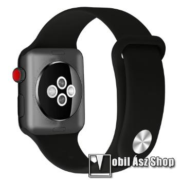 Okosóra szíj - FEKETE - szilikon, 125mm + 109mm hosszú - Apple Watch Series 1/2/3 42mm / 4/5/6/SE 44mm / 7/8 45mm / Ultra 49mm