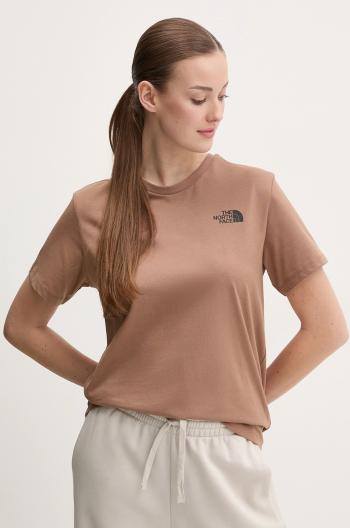 Bavlnené tričko The North Face Box Relaxed dámske, hnedá farba, NF0A87NK6E11