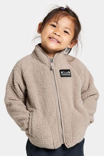 Detská fleecová mikina Didriksons GIBBS KIDS FULLZIP béžová farba, jednofarebná, 505577